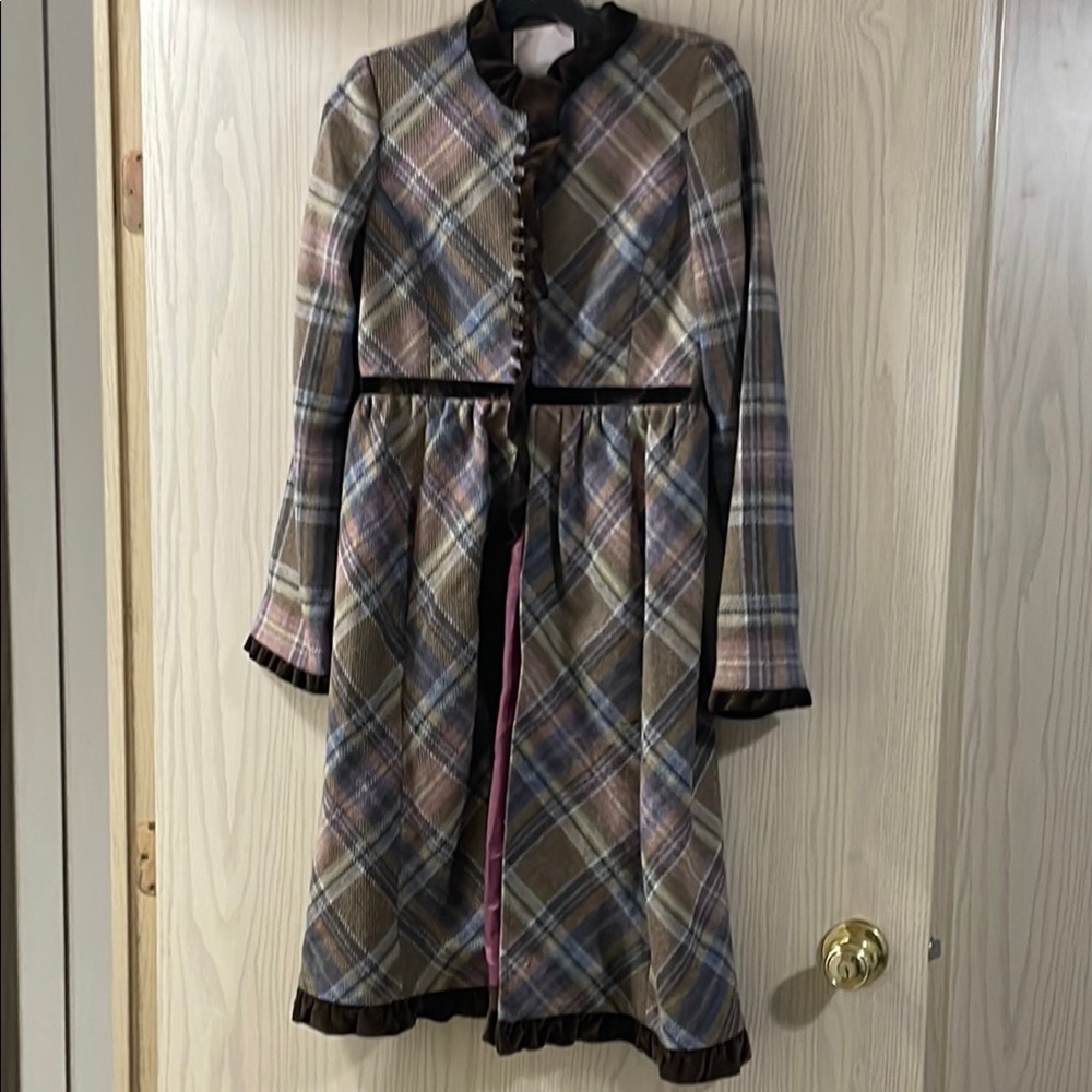 Rebecca Taylor Brown Plaid Wool Dress Coat in size Small